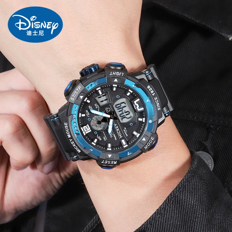 

Disney Mickey Mouse Men Dual Display Sport Wristwatch Multi-Function Chronograph 1/100 Second Stop Watch Repeater Alarm Clock