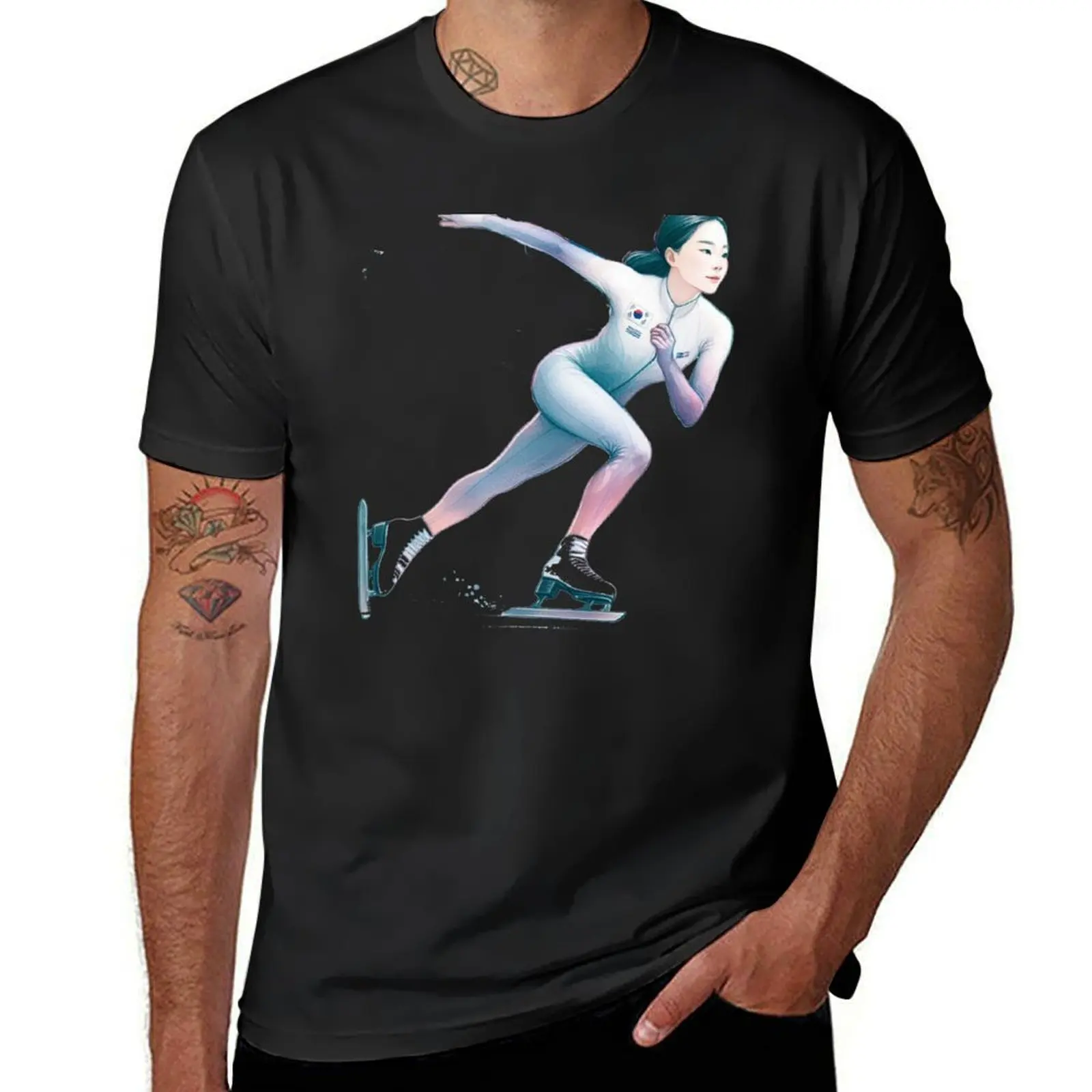 Korean Female Speed Skater World Record Holder, T-Shirt vintage clothes graphics fruit of the loom mens t shirts