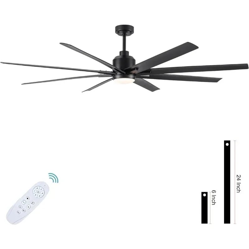 

YUHAO 72 Inch Large Ceiling Fan with Light and Remote Control.6 Speed Reversible DC Motor