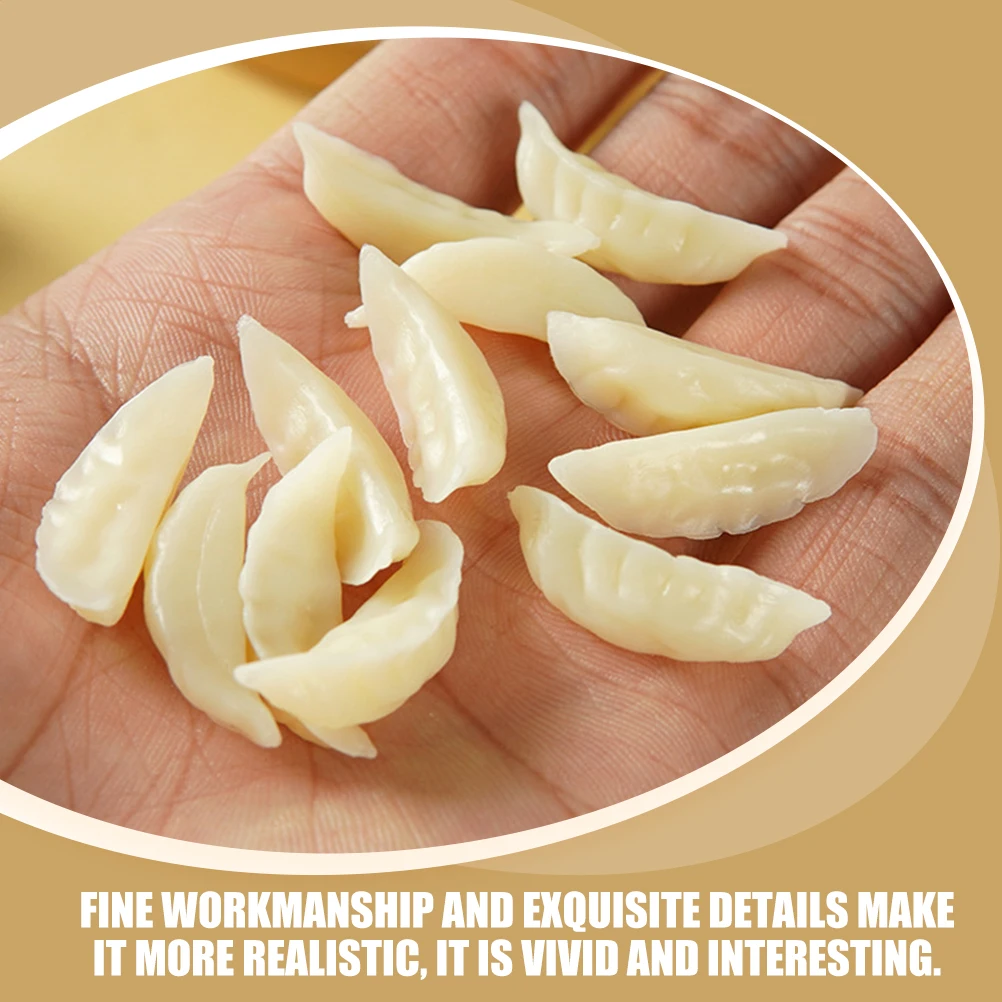 

12pcs Mini Food Toys Simulated Dumplings Decorative Model Party White Plastic Lifelike Creative Safe Practical Teaching