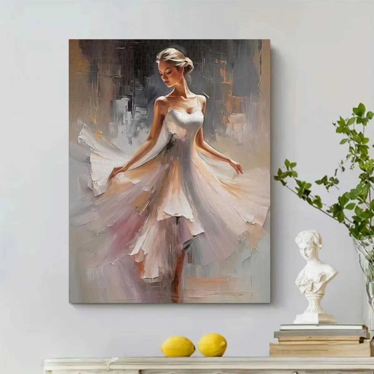 Rompecabezas de Bailarina Elegante de 1000 Piezas - Impresión Artística Abstracta de Bailarina en Beige, Blanco, Rosa, Negro, Marrón, Gris y Dorado