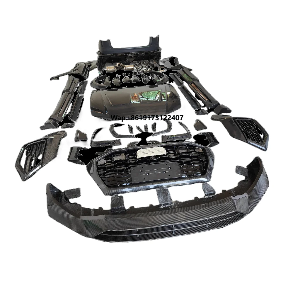 For Q8 Retrofit Upgrade M-type Carbon Fiber Front and Rear Bumpers, Mudguards, Spoiler Wheel Arch Extensions, Hood Body Kit
