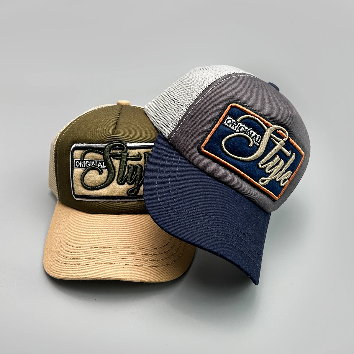Personal Embroidered Letters Baseball Hats New Unisex Sunshade American Vintage Versatile Fashion Color Block Trucker Caps ins