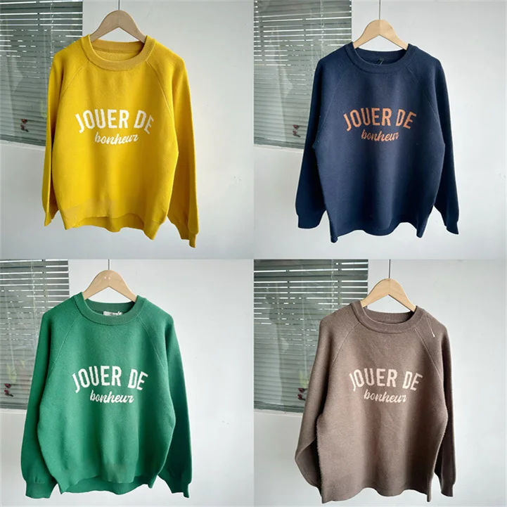 

Простой повседневный свободный свитер с базовым слоем Long Sve с буквенным принтом, осень-зима, универсальный M222 H253, женский модный трикотаж