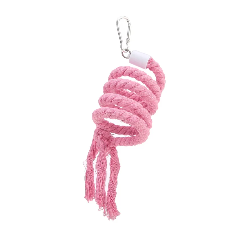 1PC Bird Toy Spiral Cotton Rope Chewing Bar Parrot Swing Climbing Standing Toys with Bell Bird Supplies Parrots Climbing Toys