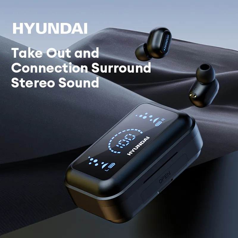 HYUNDAI T04 TWS Wireless Bluetooth 5.3 Intelligent Connection Earbuds Multiple Applicable Devices Earphones Outdoor Headphones