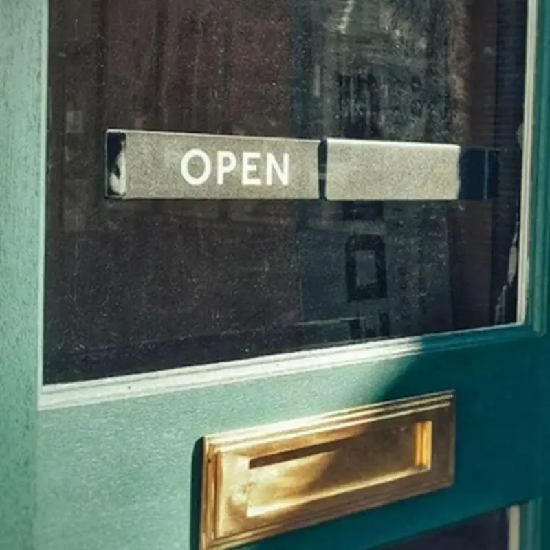 Open Closed Sign Privacidade Slide Door Indicator, Clear Text Display, Colorido Texto Slider, Negócios