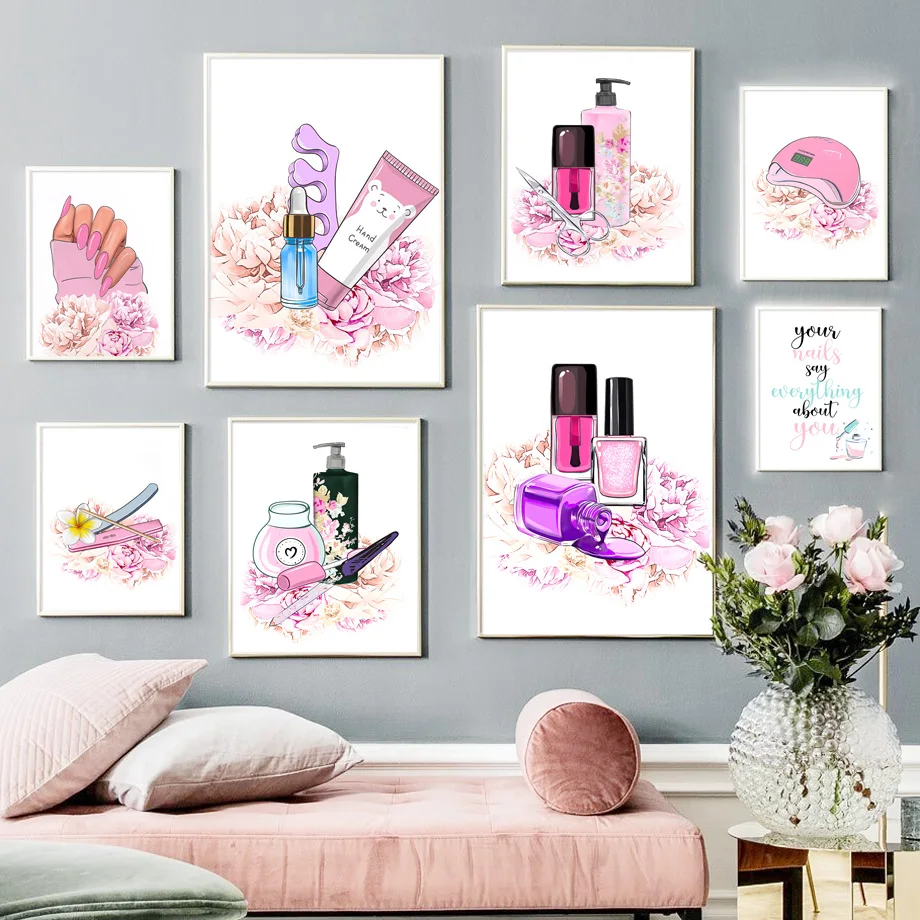 Nail Salon Studio Gallery Nordic Poster Luxury Long Nail Wall Art Print Canvas Painting Beauty Decor Pictures For Living Room