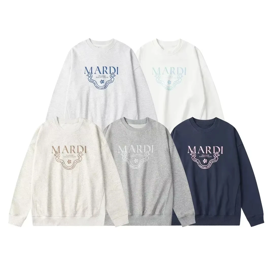 2025 New Women's Mardi Light Luxury Korean Trend Brand Printed Letter Crew Neck Sweater Loose Long Sleeve Men'sandWomen's Casual