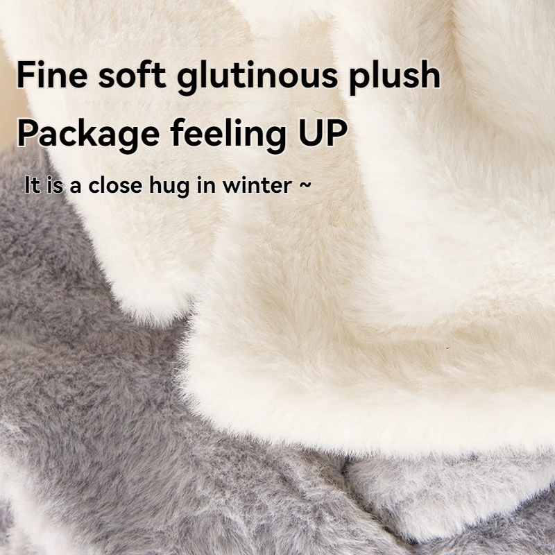 مجموعة أطفال شتوية دافئة وشاح تقليد شعر أرنب منفوش عصري، شراء أوشحة واحصل على يفشل الأذن كهدية #4