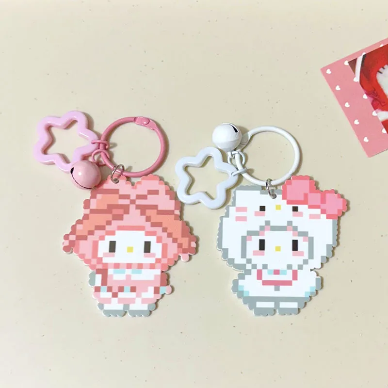 

Новинка 2024 года, Sanrio My Melody Hello Kitty Pixel Style, колокольчик со звездой, милый изысканный акриловый подарок для пары