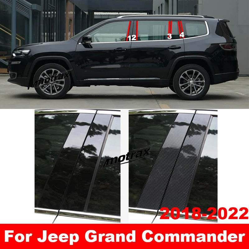 Car Window Decorative Cover Center Film Pillar B C Pillar Sticker Automotive Accessories for Jeep Grand Commander 2018-2022