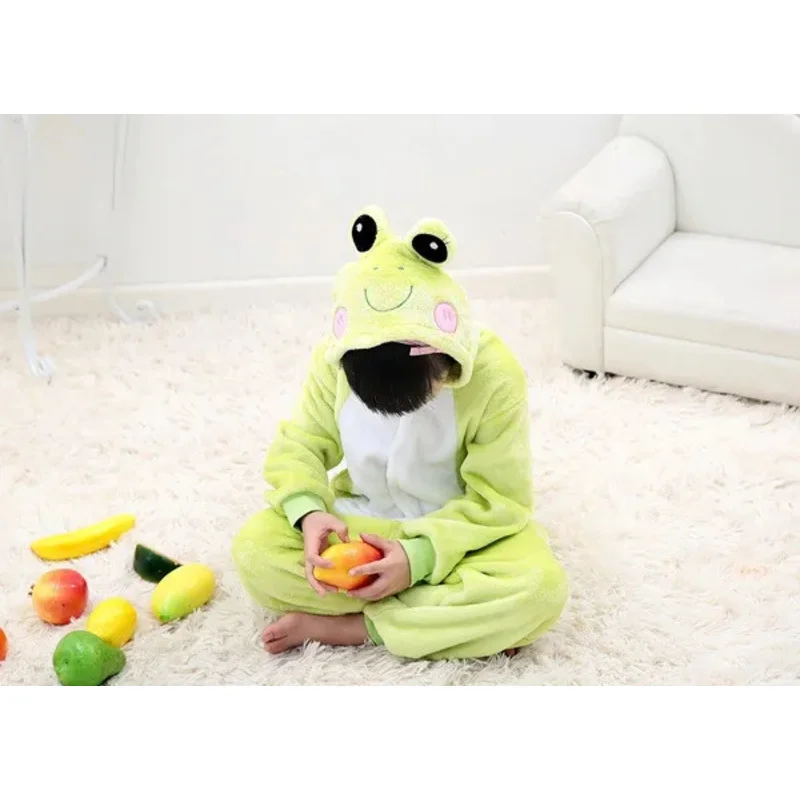 الضفدع الأخضر Kigurumi للأطفال أطفال نيسيس منامة تأثيري حلي الملابس لحفلة الهالوين كرنفال السنة الجديدة