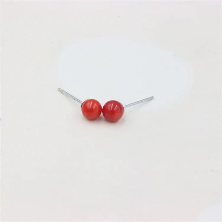 ZFSILVER 100%925 Sterling Silver Fashion Nature Red Sea Bamboo Coral Earrings For Women  Charm Jewelry Girl Party Gift Ear Studs