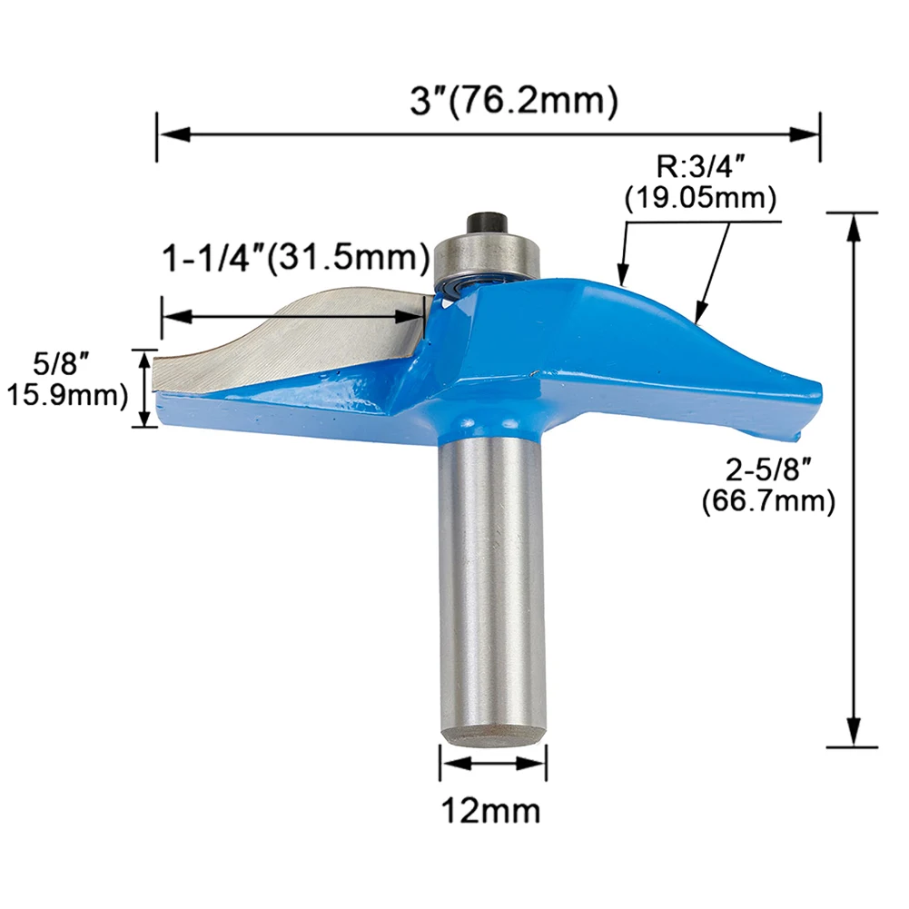 12mm Shank Round Over Rail And Stile With Cove Panel Raiser Router Bit For Woodworking Drawer Making Industrial Quality Tool