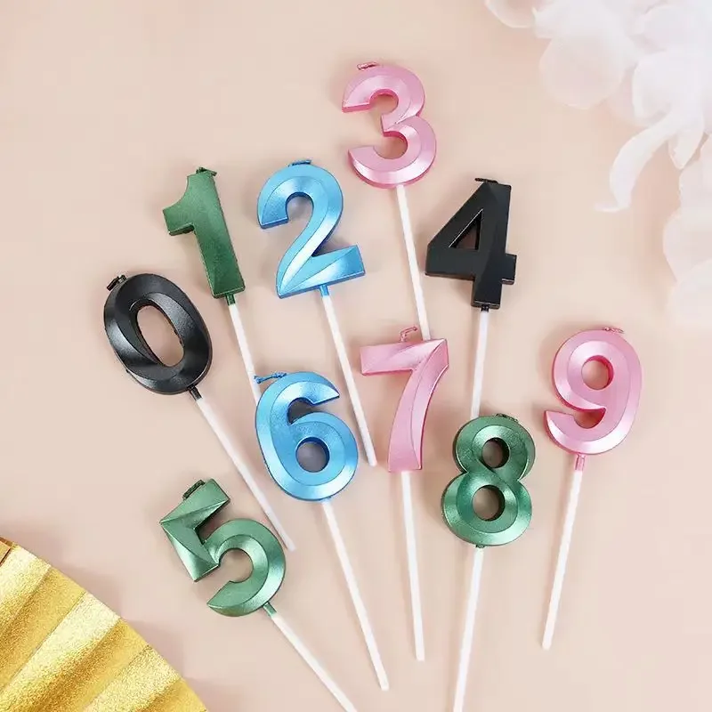 New 0 1 2 3 4 5 6 7 8 9 Cake Topper Kids Girls Boys Baby Party Supplies Colorful Decoration Wedding Birthday Number Cake Candles