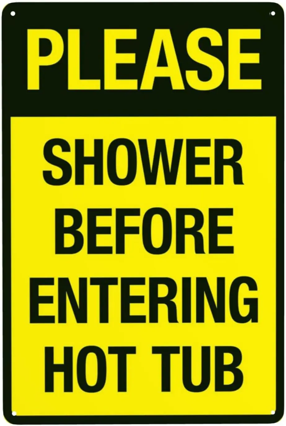 1w,Warning Sign Retro Aluminum Sign Metal Tin Sign, Shower Before Entering Hot Tub Sign, Pool Sign Spa Rules Signs, Vintage S