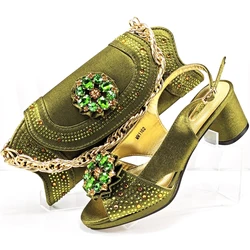 doershow  Italian Shoe and Bag Set New 2024 Women Shoes and Bag Set In Italy olive Italian Shoes with Matching Bag HMP1-16