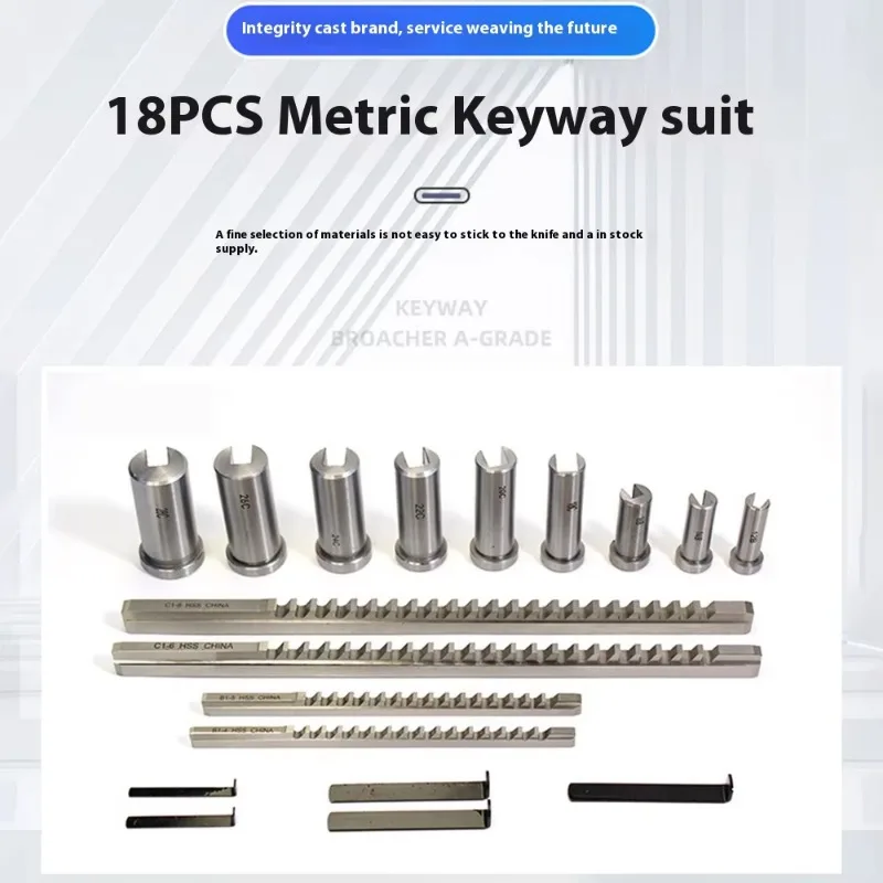 4/5/6/8mm Broaches 12-28 Cutting Broach Brand new 18pcs HSS Metric Keyway Broach Set