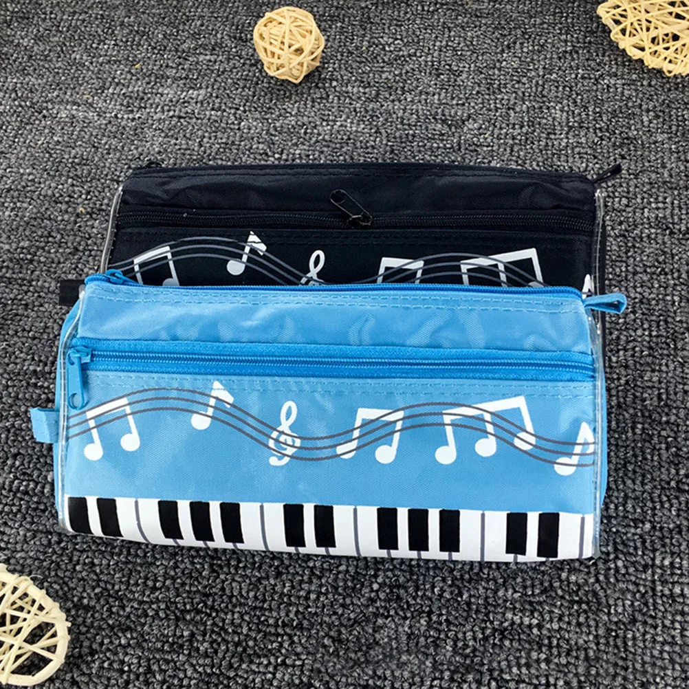 2 pcs Music Symbol Pen Bags Piano Pattern Pencil Storage Pouch Students Pencil Bags piano pattern pen bag