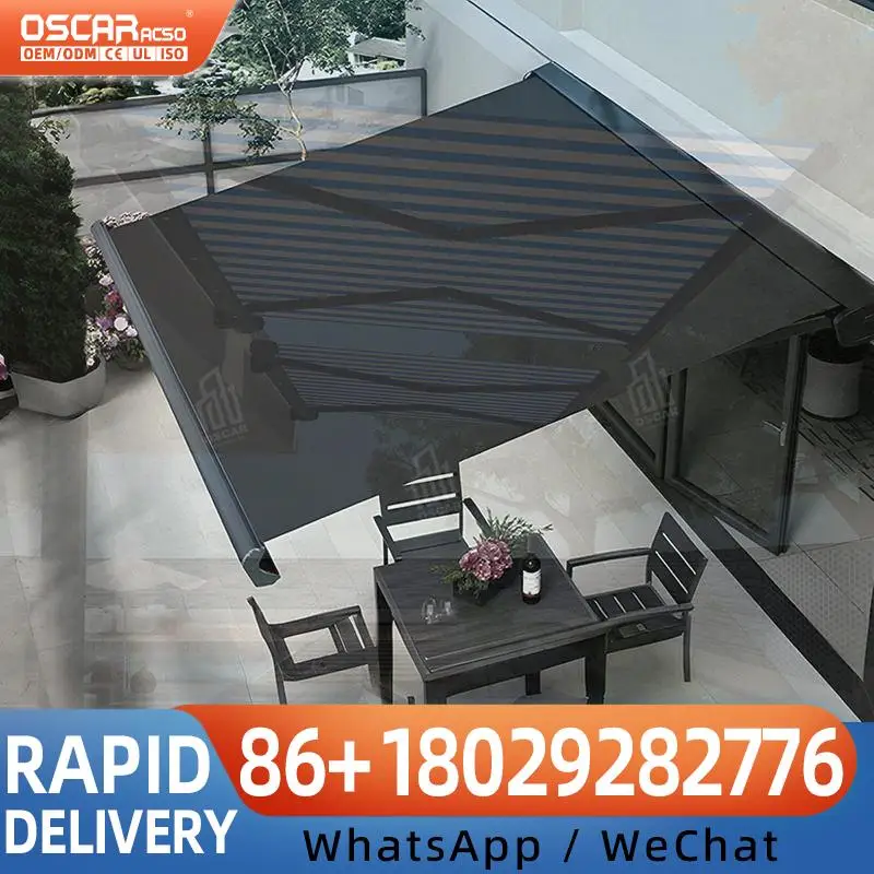 

Retractable Electric Folding Full Cassette Outdoor Sunshade Patio Awning for Backyard and Balcony Retractable Awning