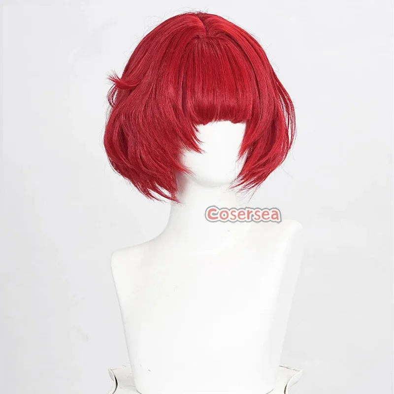 Cosersea Tribble 코스프레 가발 Honkai: 스타 레일 Tribble 역할 놀이 30cm 짧은 스트레이트 레드 Cos 가발 합성 머리 내열성