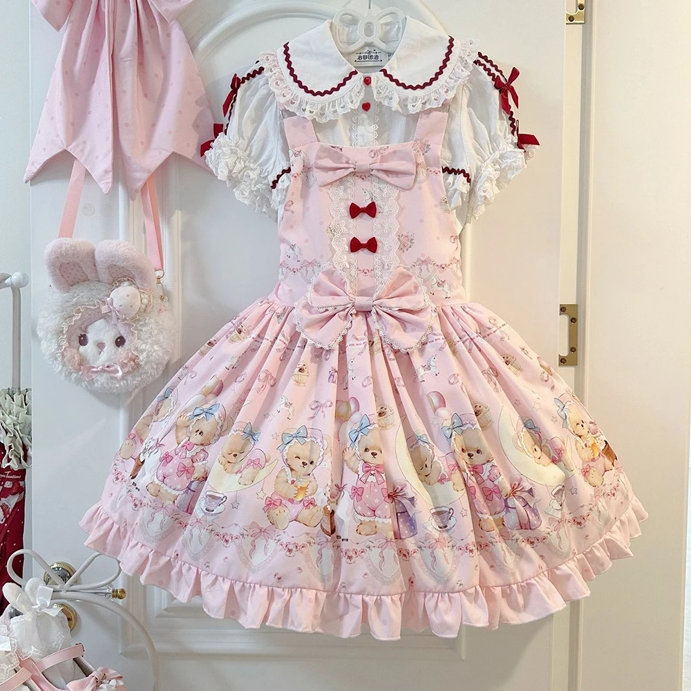 Milk cake meow lolita full " cute sweet girl skirt Lolita versatile strap skirt  white dress women sexy dress
