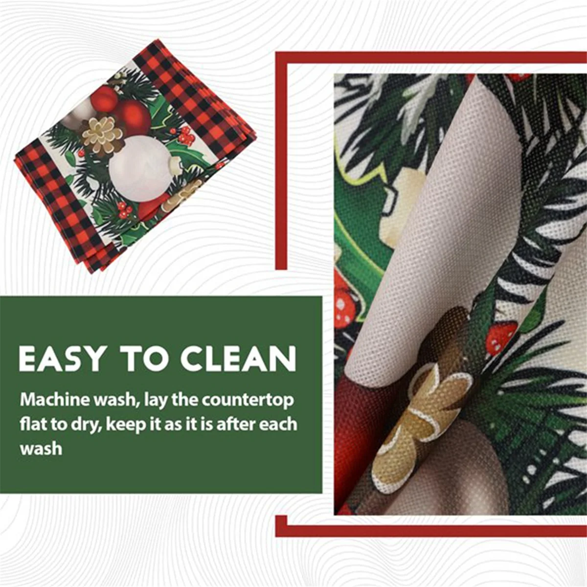 NEW 2PCS Christmas Table Linen Table Runner Check Xmas Decoration Holiday Home Kitchen Decoration Wedding Decor