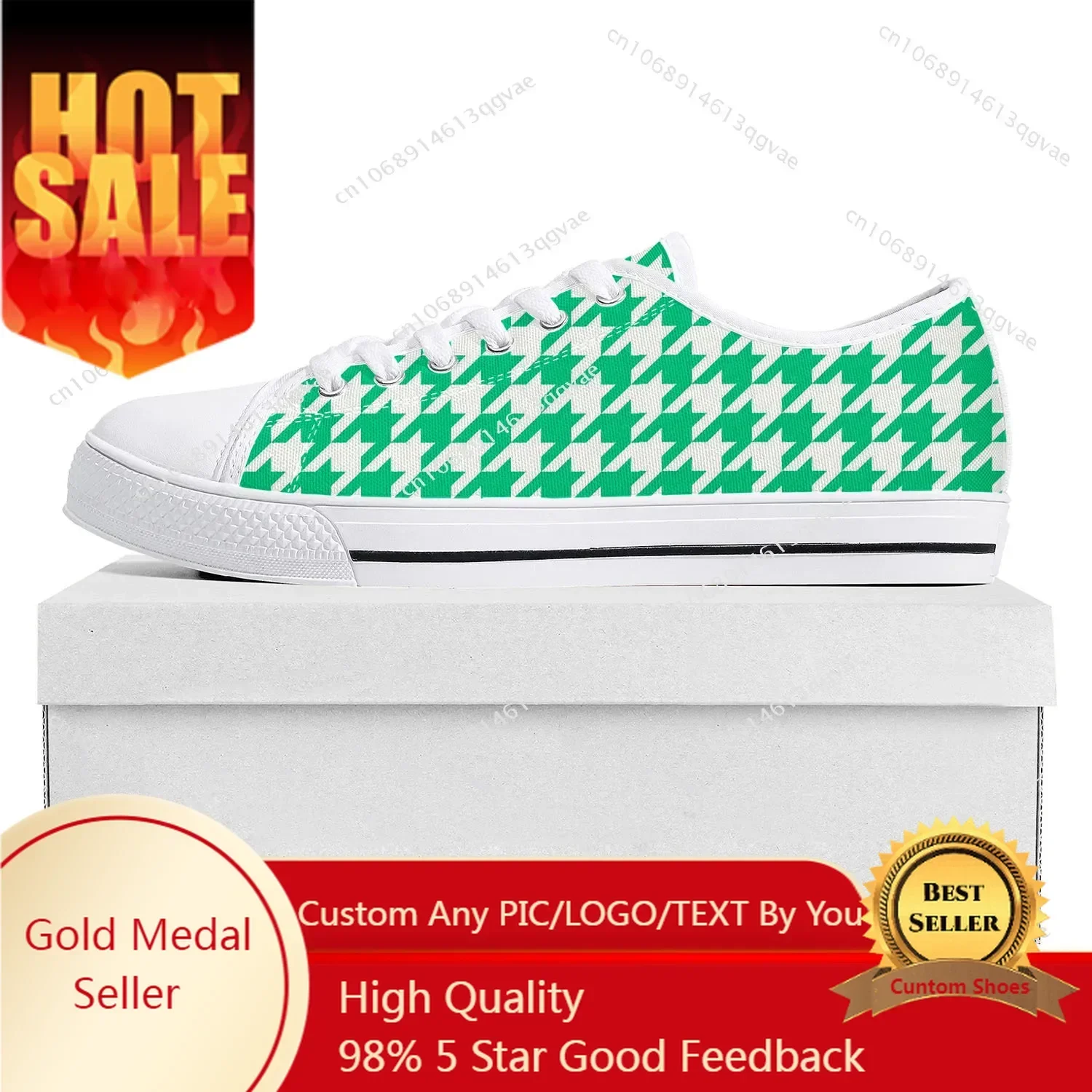 Houndstooth Pattern Low Top High Quality Sneakers Mens Womens Teenager Canvas Sneaker Casual Couple Shoes Custom Made Shoe White