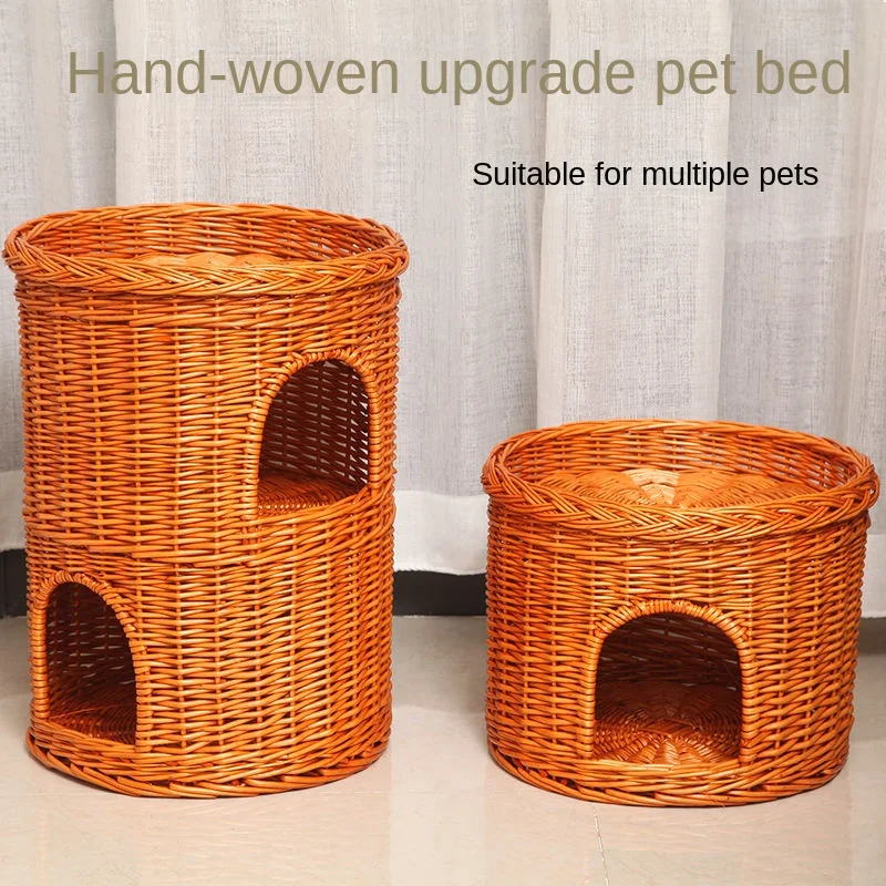 Cool Nest Cat Nest Rattan Cat Nest Small Dog Nest Summer Mat Rattan Nest Bamboo Woven Four Seasons Cat Villa Nest