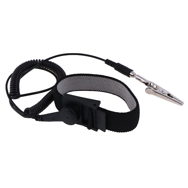 Adjustable Anti Static Bracelet Electrostatic ESD Discharge Cable Wrist Band Strap Hand Grounding Wire Cordless Wireless Clip