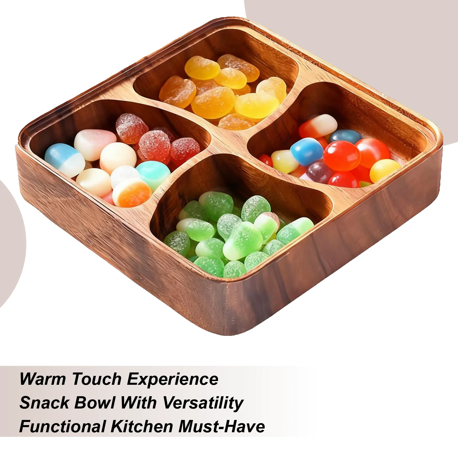 

Snack Bowl 4 Grid Safe Organizer Tray Nuts Snack Bowl For Friends Men Women Nuts Dried Fruit Home Kitchen Party Indoor