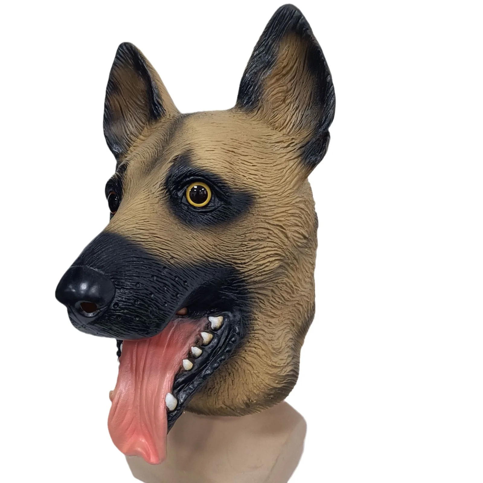 Realistische Schäferhund-Vollkopfmaske aus Latex Tierhund-Kopfmaske Halloween-Maskerade Cosplay-Kostüm Party-Verkleidungs-Requisiten – Detail 5