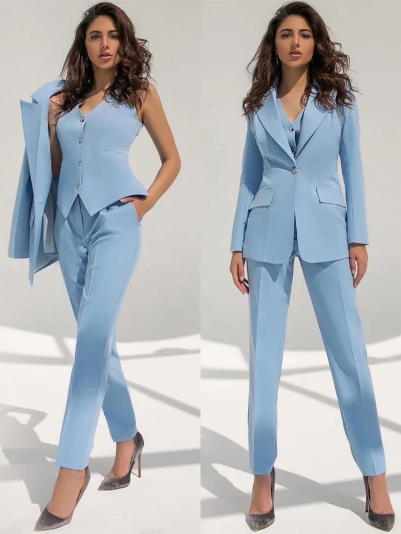 Fashion Women Suits Office Sets 3 Pieces Business Blazer+Pants Ladies Club Party Wedding Prom Dress Tailored (Jacket+Vest+Pants)