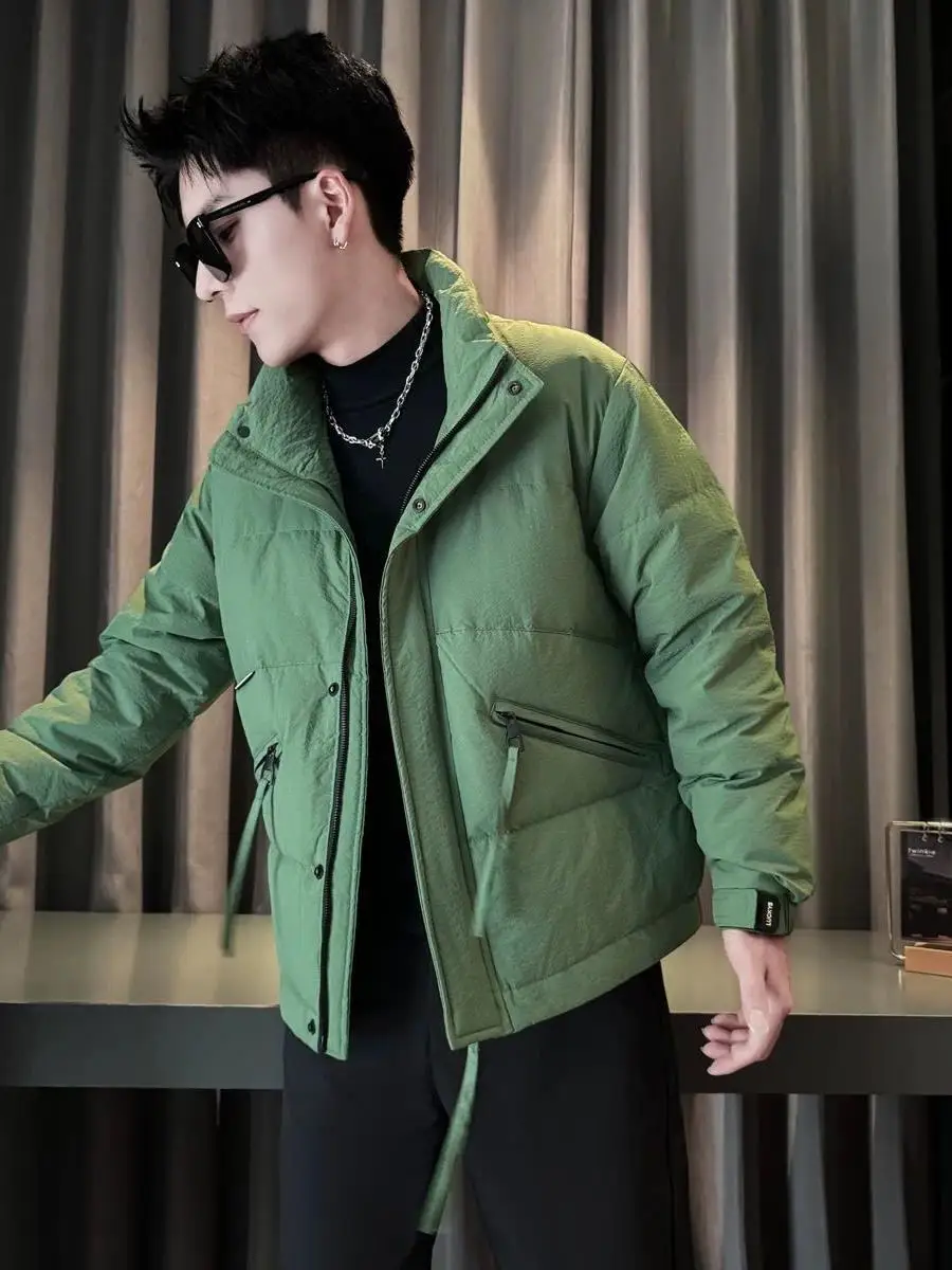 

Men's Winter Lightweight Thin Du down Jaet ort Thiened Stand Collar Warm Faionable Outerwear Ci Casual Sle Wate...