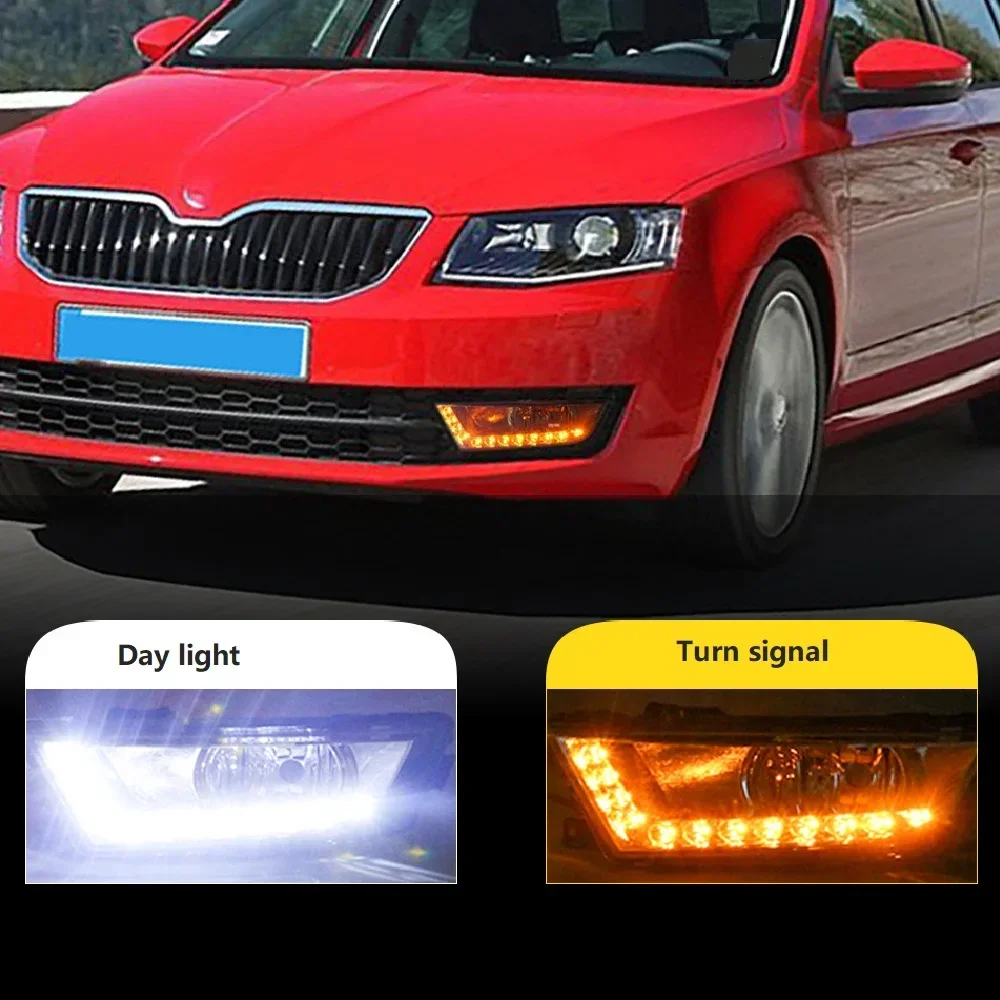 

Front Bumper fog light foglight day light For Skoda Octavia 2014 2015 2016