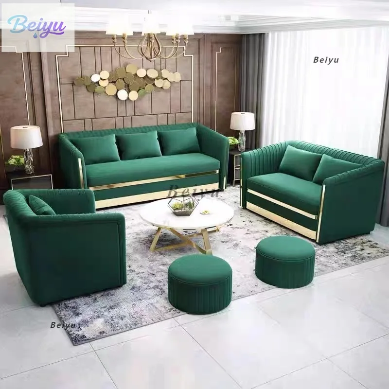 

Light luxury Nordic modern simple small apartment Internet celebrity living room American luxury velvet fabric three-person comb