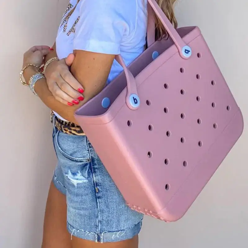 Solid Fashion Hole borsa da spiaggia impermeabile durevole borsa in gomma moda Beach Boat nuoto sport Shopping borsa Eva portatile