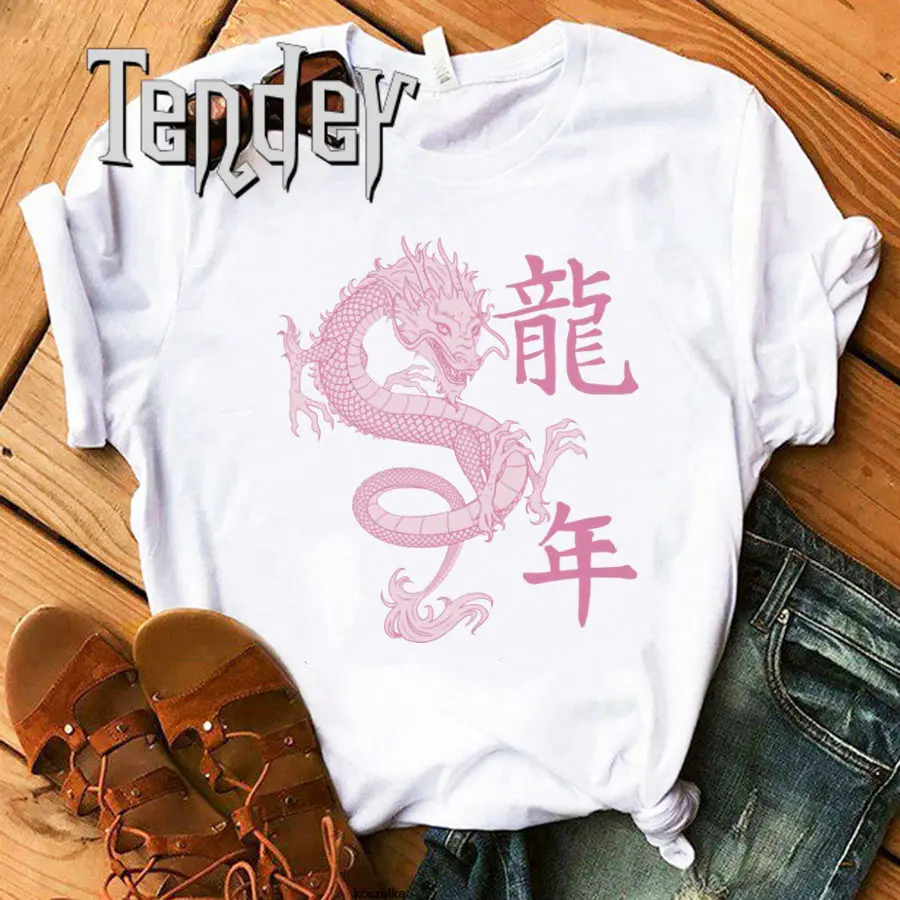 Dragon Printing Oversized T Shirts Summer Women Clothing Chinese New Year 2024 Short Sleeves Tshirt Casual Loose Female Tshirt