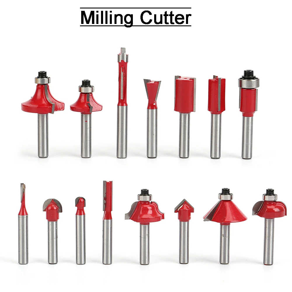 Set di frese da 15 pezzi manico da 6.35mm per macchina da taglio macchina per incidere finitura in metallo duro taglio lavorazione del legno