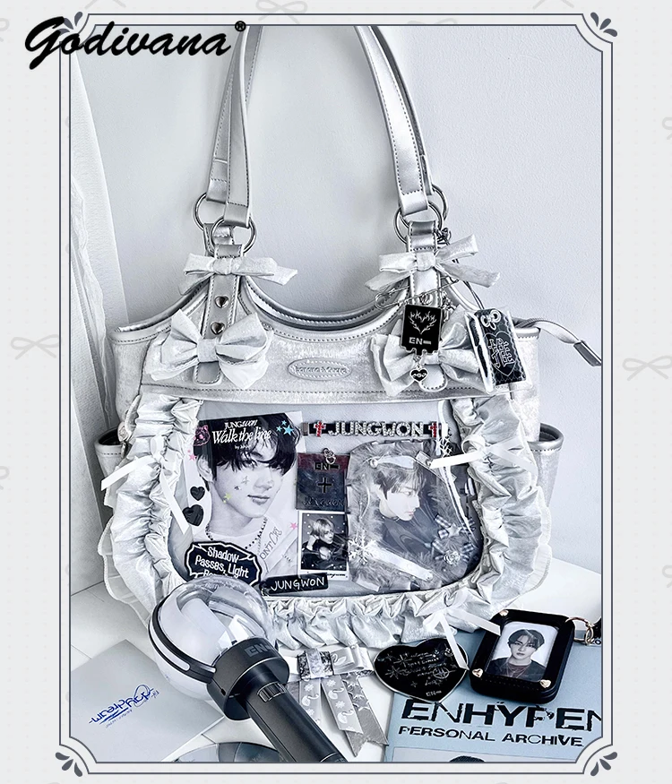 Original Apron Ita Bag Butterfly Satin Portable Shoulder Bag Girl Women's Cute Large Capacity Handbag Bolso Lolita Tote Bags