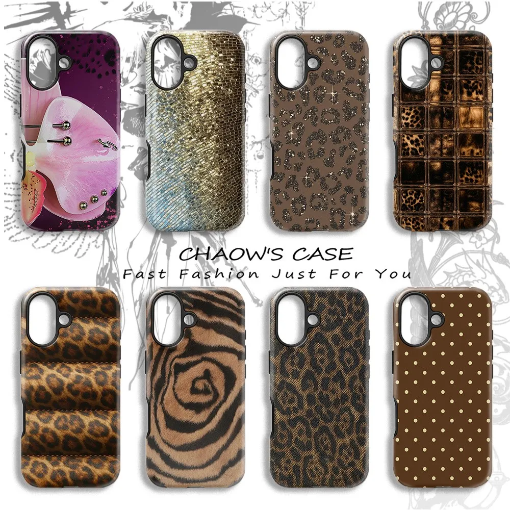 Brown Leopard Phone Case for Samsung Galaxy S20 S23 S24 S25 S26 FE Plus Ultra Edge 4G 5G Luxury Double-layer Cover