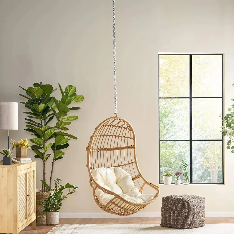 

Hammock/Swing, Light Brown + Beige, POLYETHYLENE RATTAN, 31.5"L X 30"W,customizable