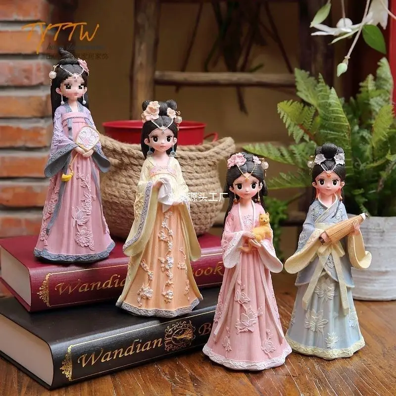 Palace Hanfu Style Resin Girl Princess Home Decoration Doll Chinese Style