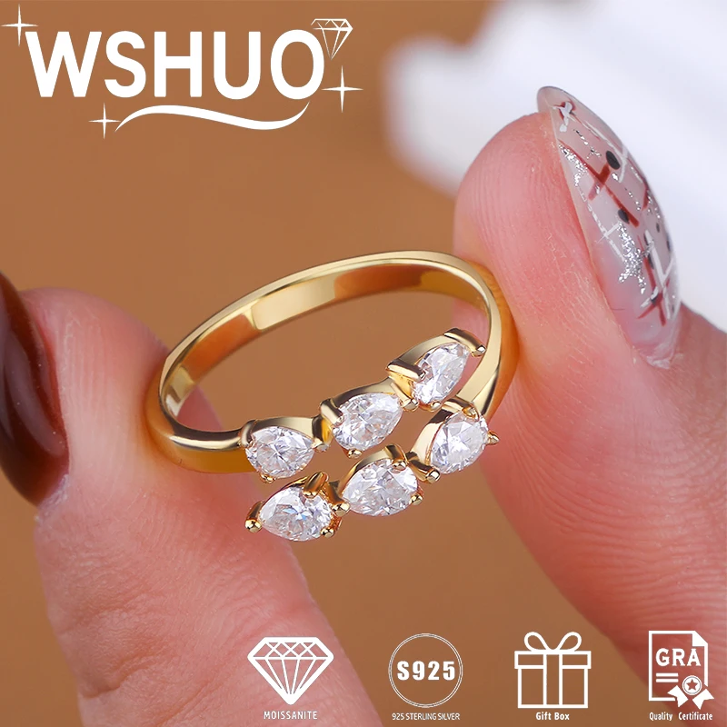 

WSHUO 1,8 карата, все кольца с муассанитом для женщин, 100% стерлинговое серебро 925 пробы, бриллиантовое обручальное кольцо, ювелирные изделия, подарки на вечеринку