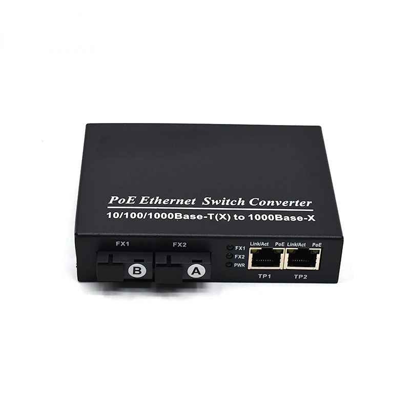 PoE Media Converter for IP Camera CCTV, Gigabit, 2 Ports, 1000 Base-X to 2 Ports, 10 BaseT, 48V, 48V