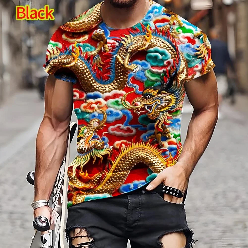 New Fashion Chinese Dragon T-shirt 3D Printing men's Casual Summer Cool Hip Hop Short Sleeve