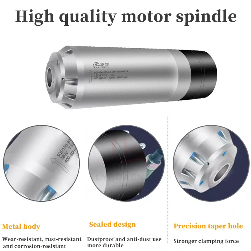 YOOCNC Round Shape Spindle Water-Cooling Spindle Motor CNC Router Engraving Milling Machine Parts Optional 3.5KW 5.5KW 7.5KW