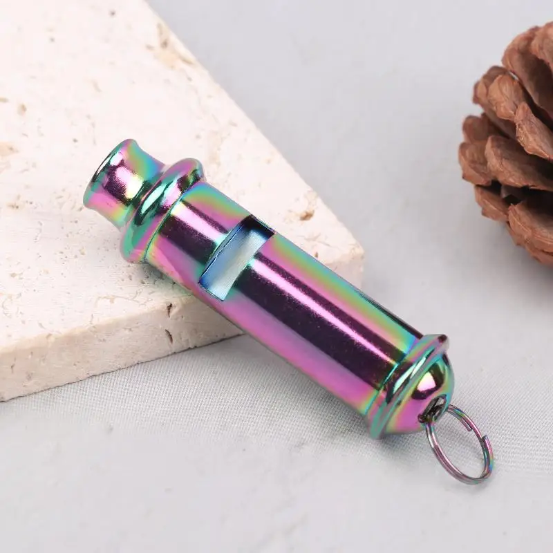 Outdoor Survival Whistle Pendant Vibrant Color High Pitch No Pea Whistle Stainless Steel for Referee Emergency and Safety Use
