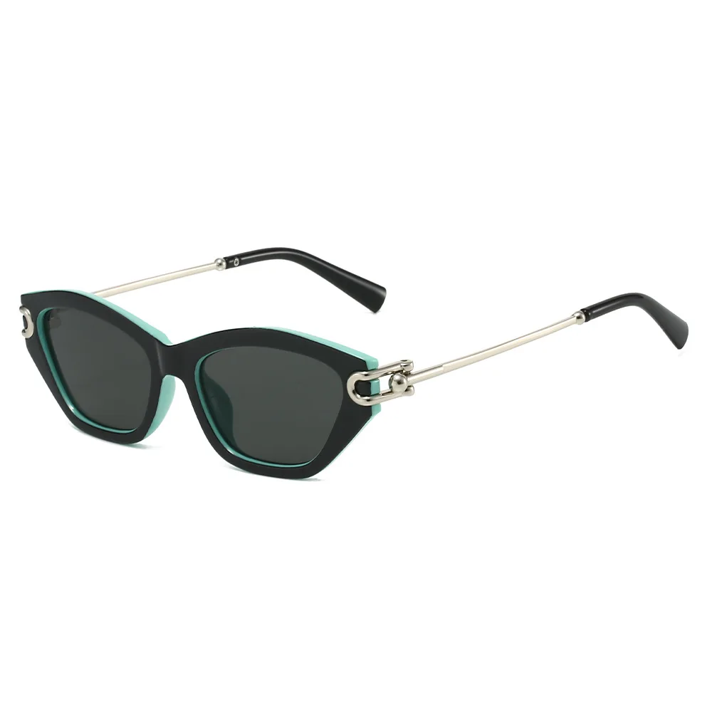 2026 Neue quadratische Sonnenbrille mit silbernem Schnallenakzent |   UV-Schutz |   Trendige Cat-Eye-Farbtöne für Damen und Herren